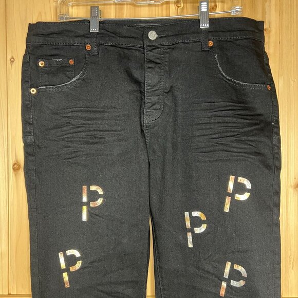 Purple Brand P002 Jeans NWT Men’s Size 38 Black Slim Fit Mid Rise Dropped Leg - Picture 3 of 16